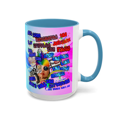 drop the beat - Accent Mug (light blue-pink wave)