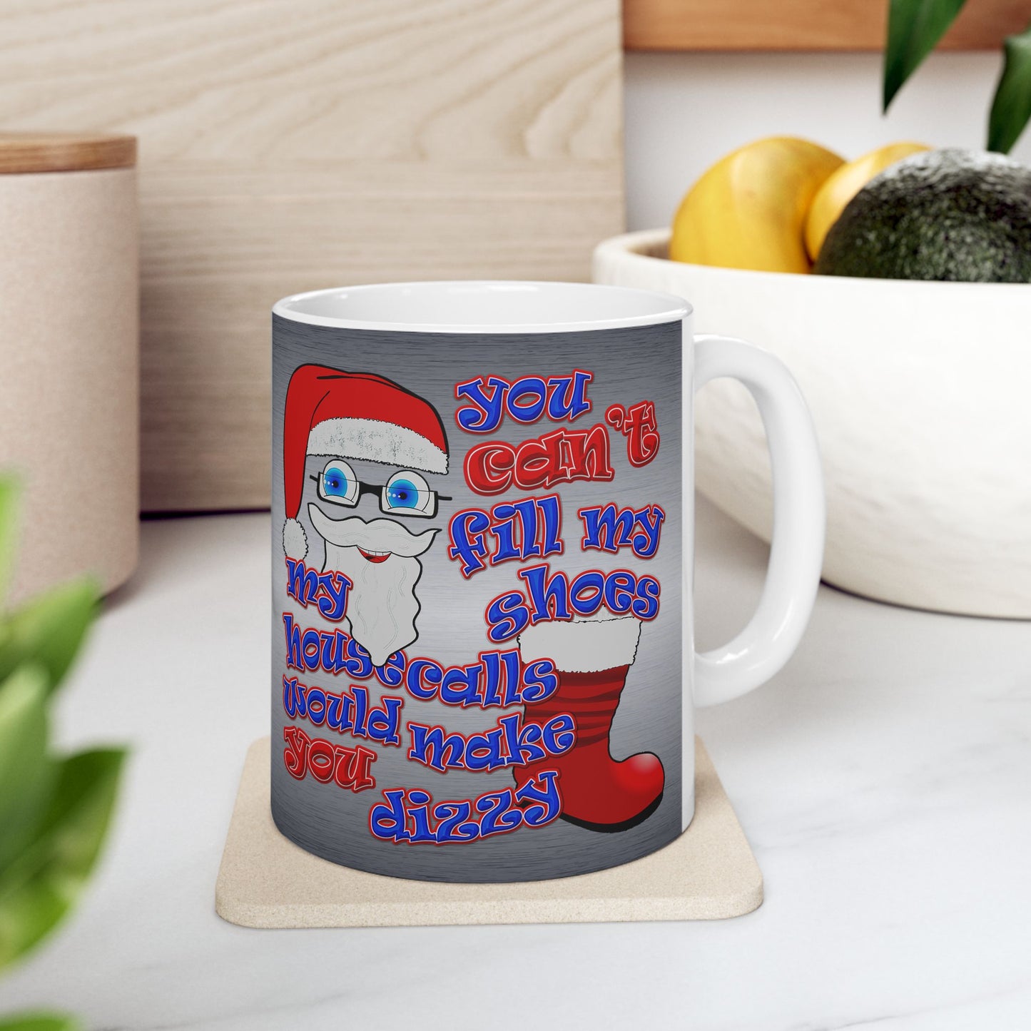 santa's shoes - White Mug (brushed nickel)