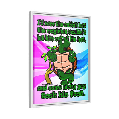 turtle race - framed canvas art (light blue-pink wave)