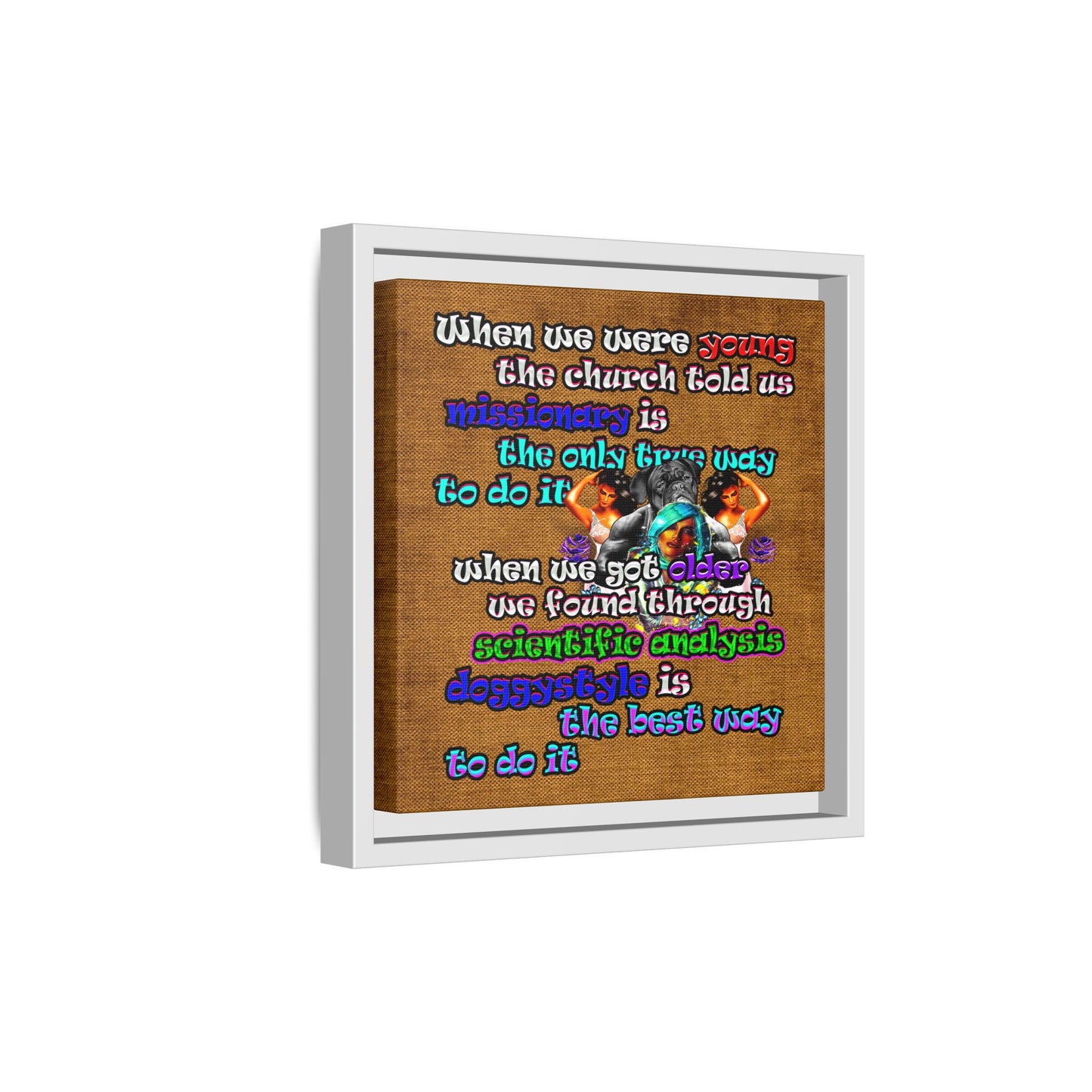 doggystyle - framed canvas art (brown papyrus)