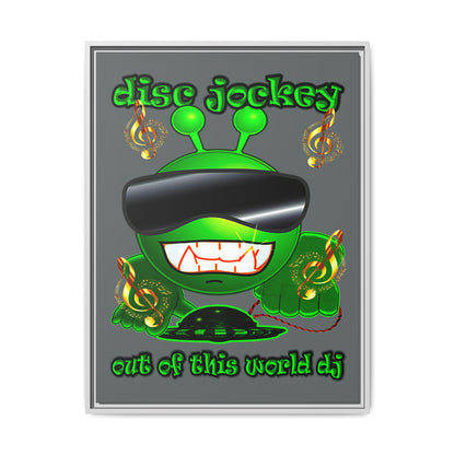 disc jockey - framed canvas art (dark grey)