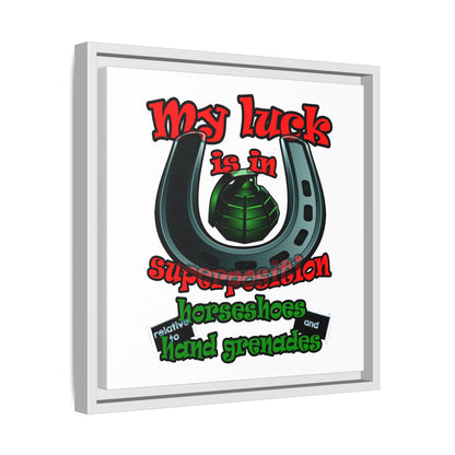 my luck - framed canvas art (white)