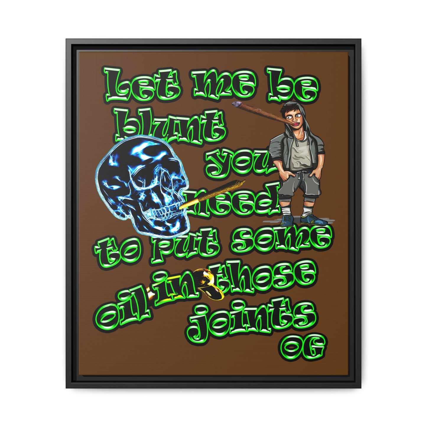 og - framed canvas art (brown)