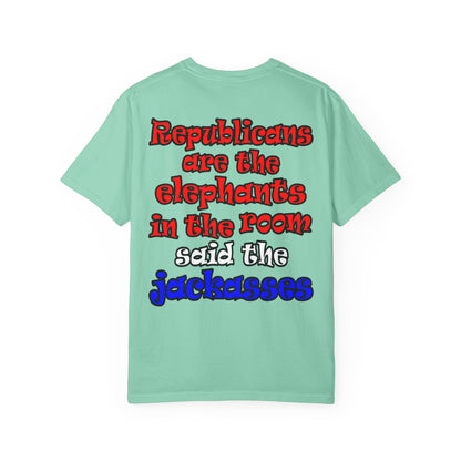 donkeys and elephants - Unisex Garment-Dyed T-shirt