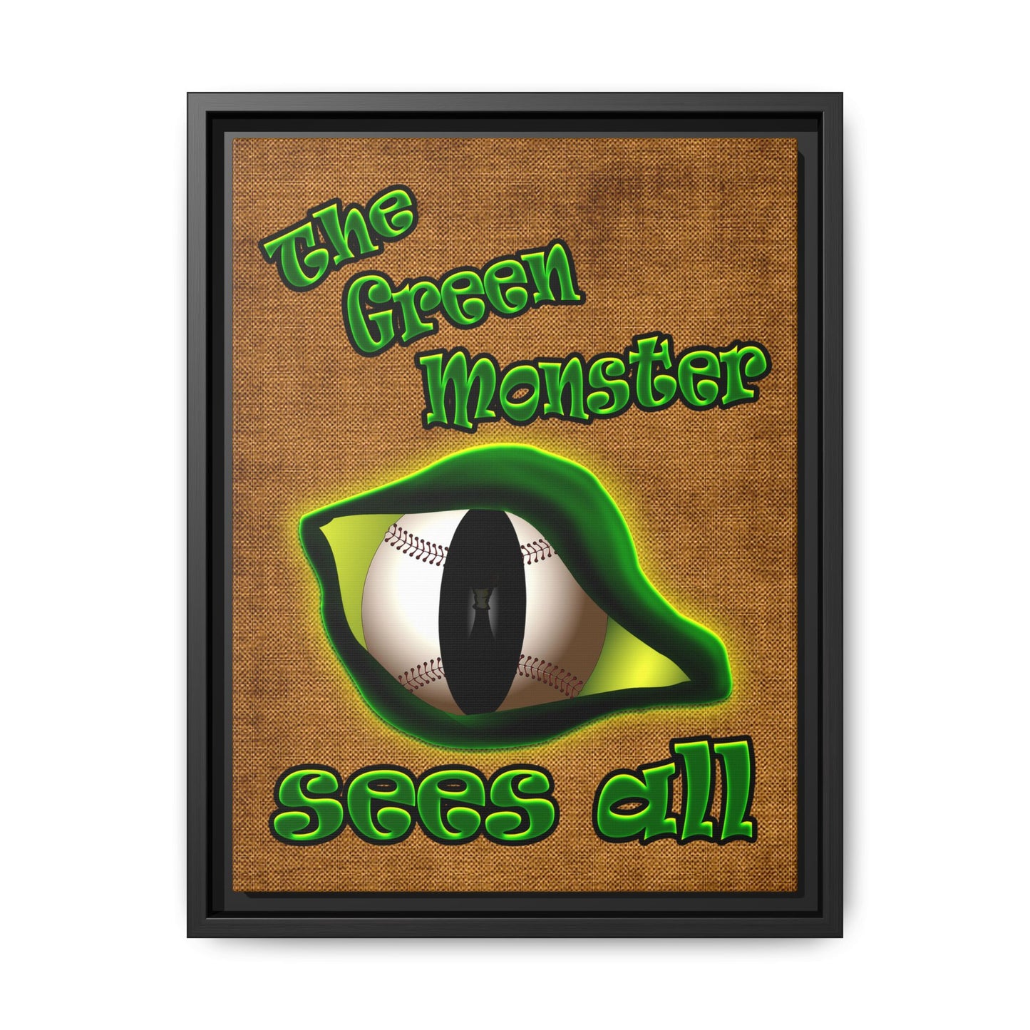 green monster - framed canvas art (brown papyrus)