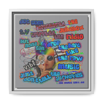 drop the beat - framed canvas art (grey)