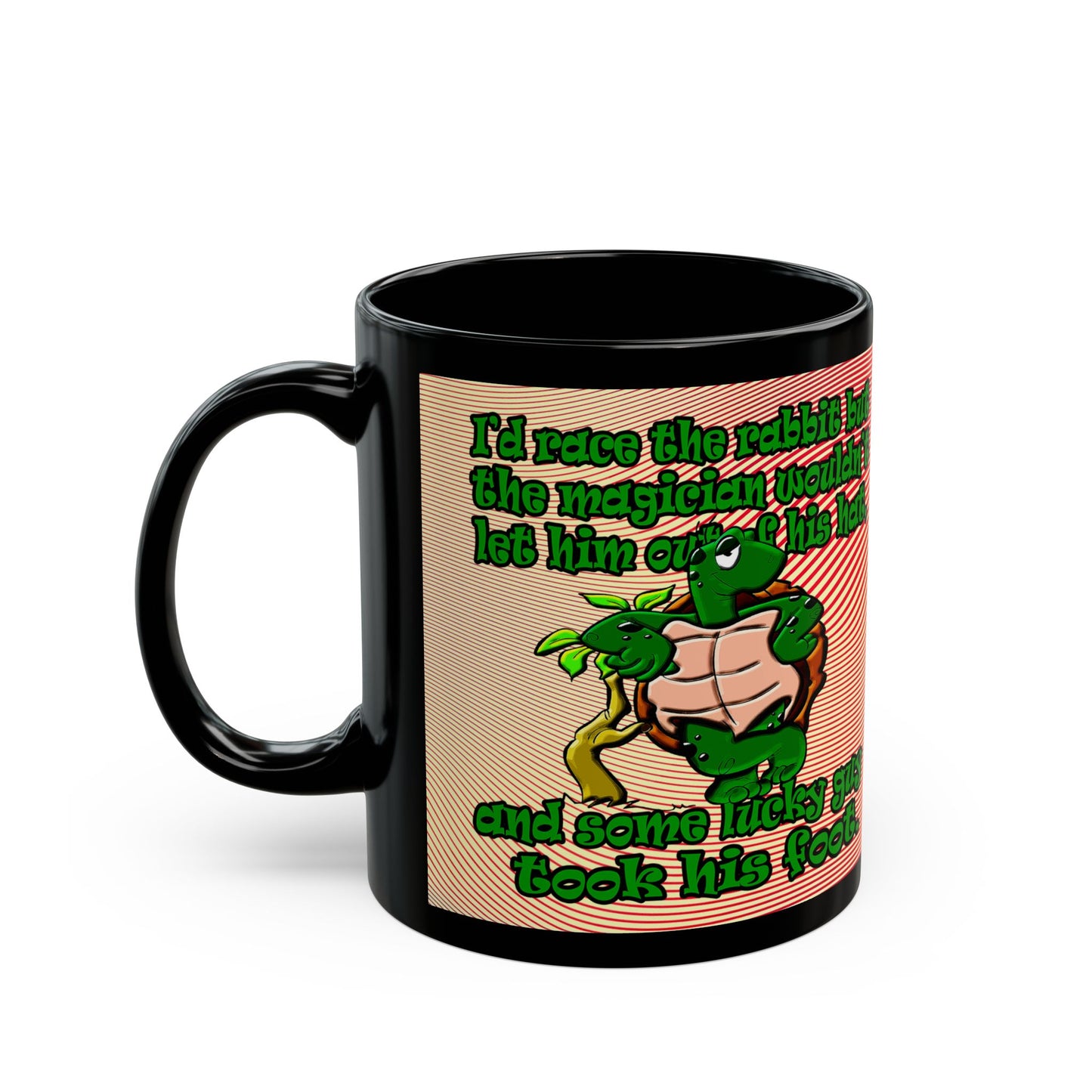 turtle race - Black Mug (yellow-orange wave)