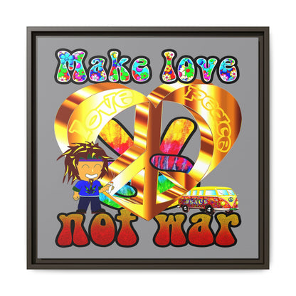 love peace - framed canvas art (grey)