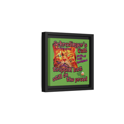 schrodinger's cat - framed canvas art (green)