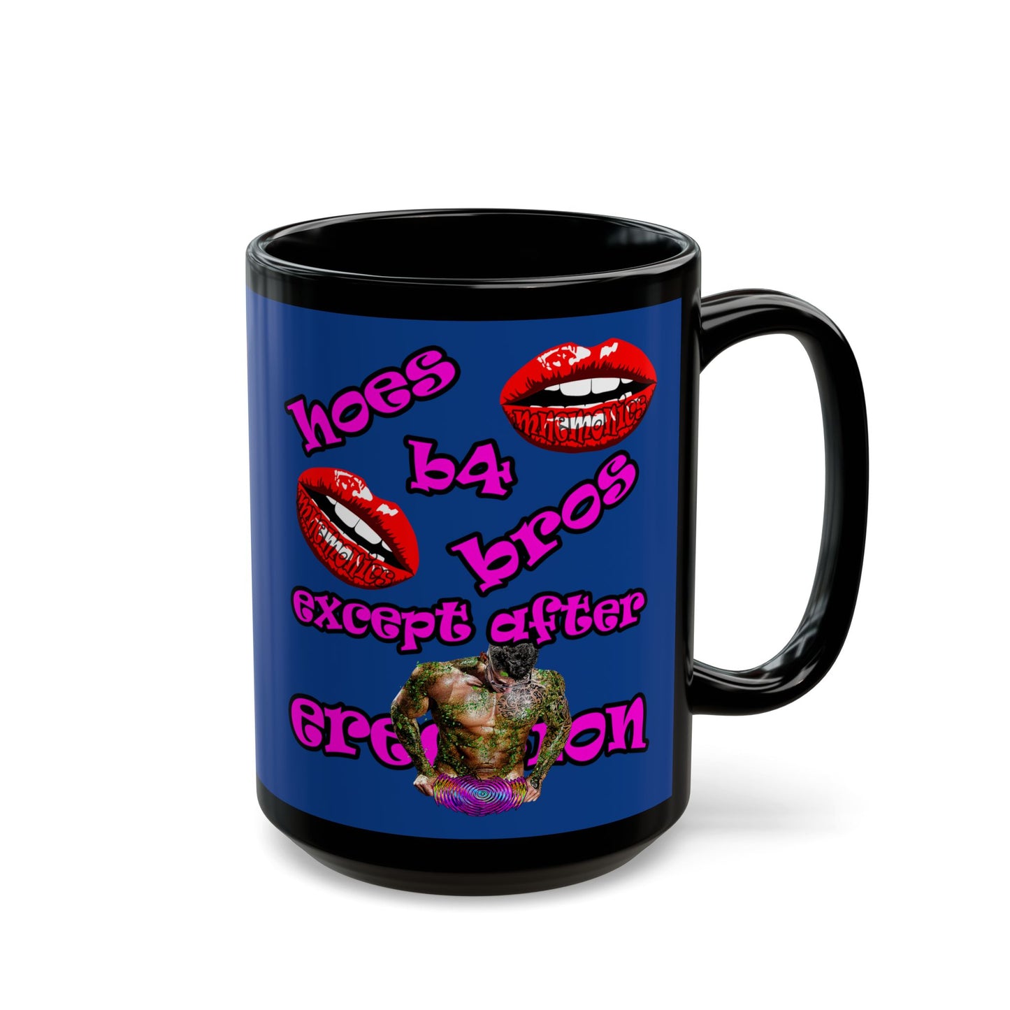 hoes b4 bros - Black Mug (dark blue)