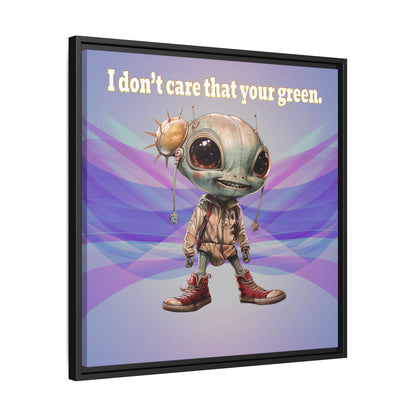 I don't care that your green - framed canvas art (light blue-pink wave)