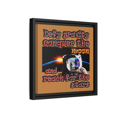 defy conquer reach - framed canvas art (light brown)