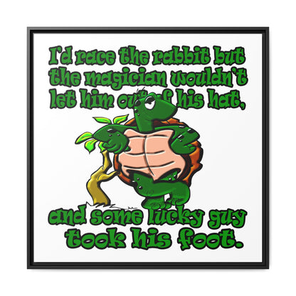 turtle race - framed canvas art (white)
