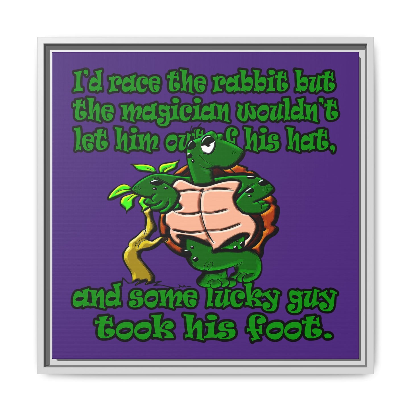 turtle race - framed canvas art (purple)