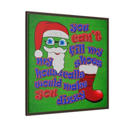 santa's shoes - framed canvas art (green turf)