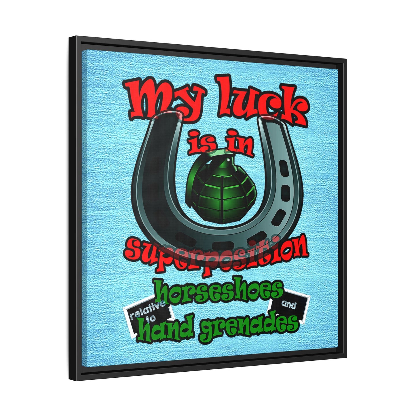 my luck - framed canvas art (faded blue)