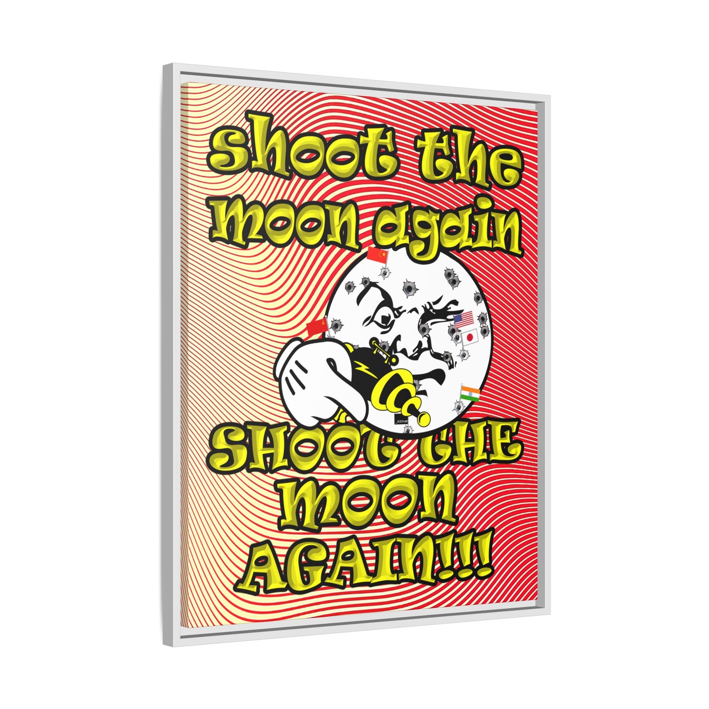shoot the moon again - framed canvas art (yellow-orange wave)