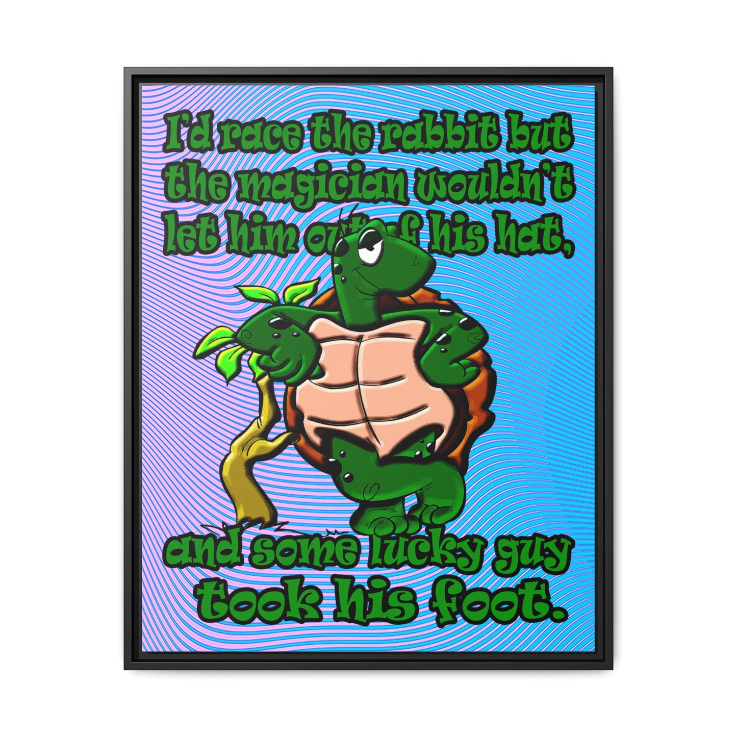 turtle race - framed canvas art (light blue-purple wave)
