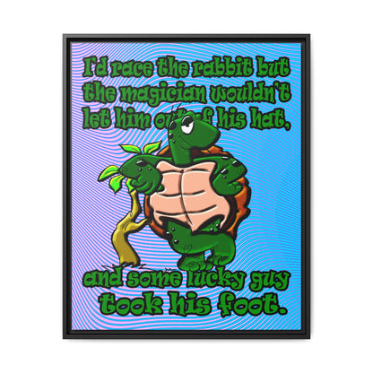 turtle race - framed canvas art (light blue-purple wave)