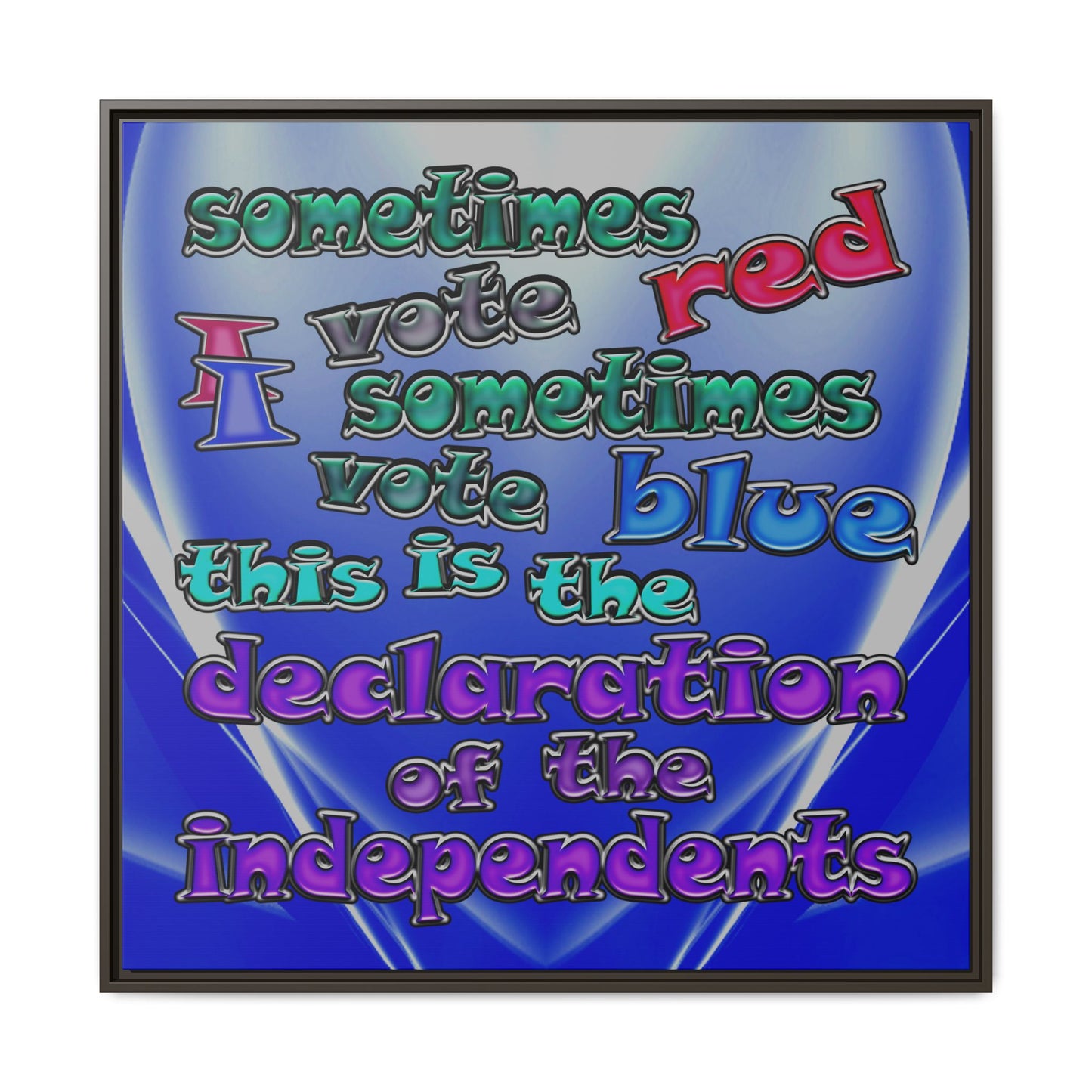 declaration of the independents - framed canvas art (blue-white wave)