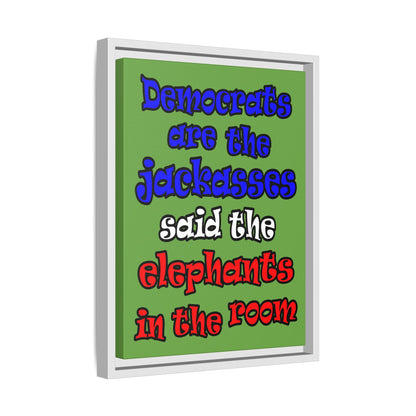donkeys and elephants - framed canvas art (green)