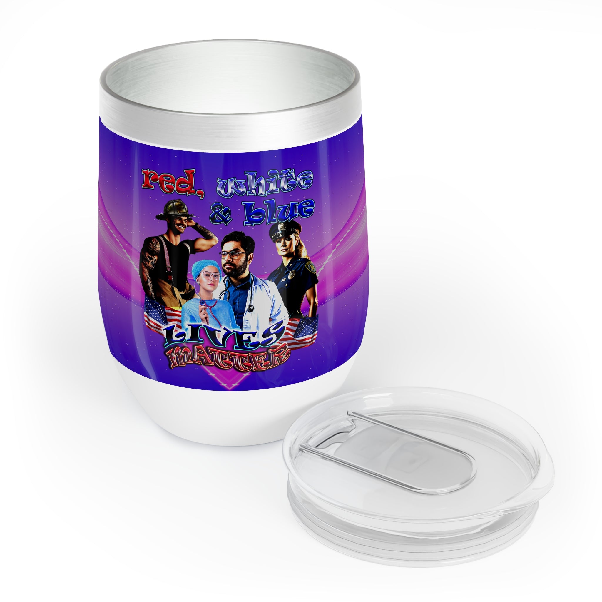 rw&b lives matter - Chill Wine Tumbler (purple-pink wave)