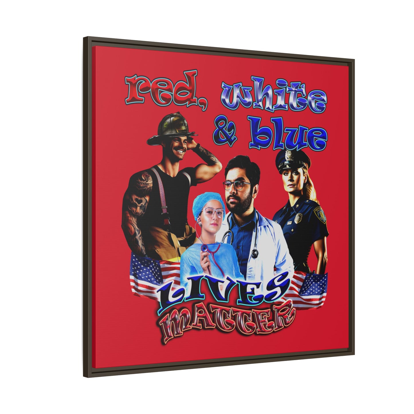 rw&b lives matter - framed canvas art (dark red)