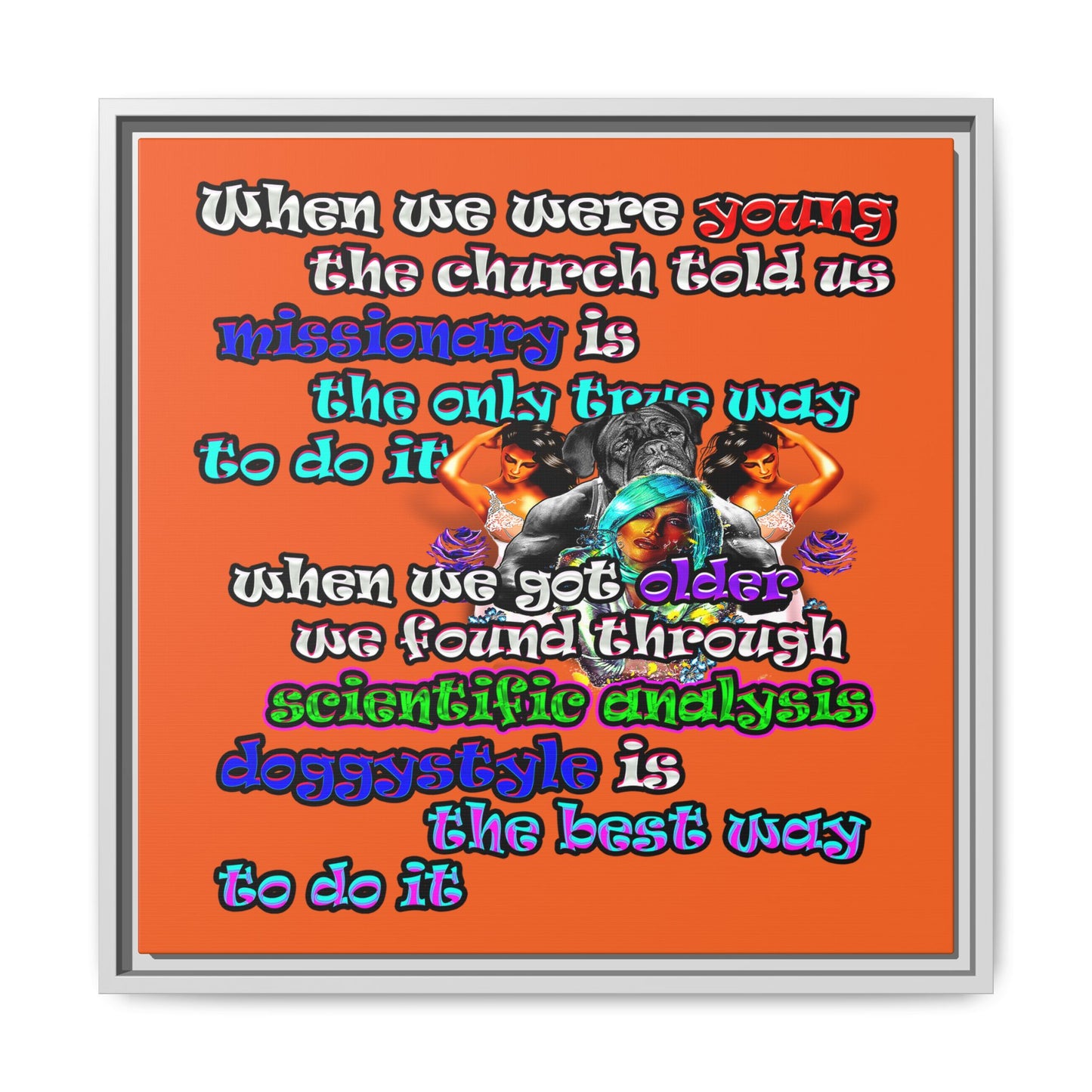 doggystyle - framed canvas art (orange)