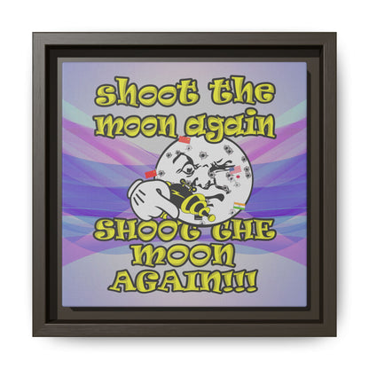 shoot the moon again - framed canvas art (light blue-pink wave)