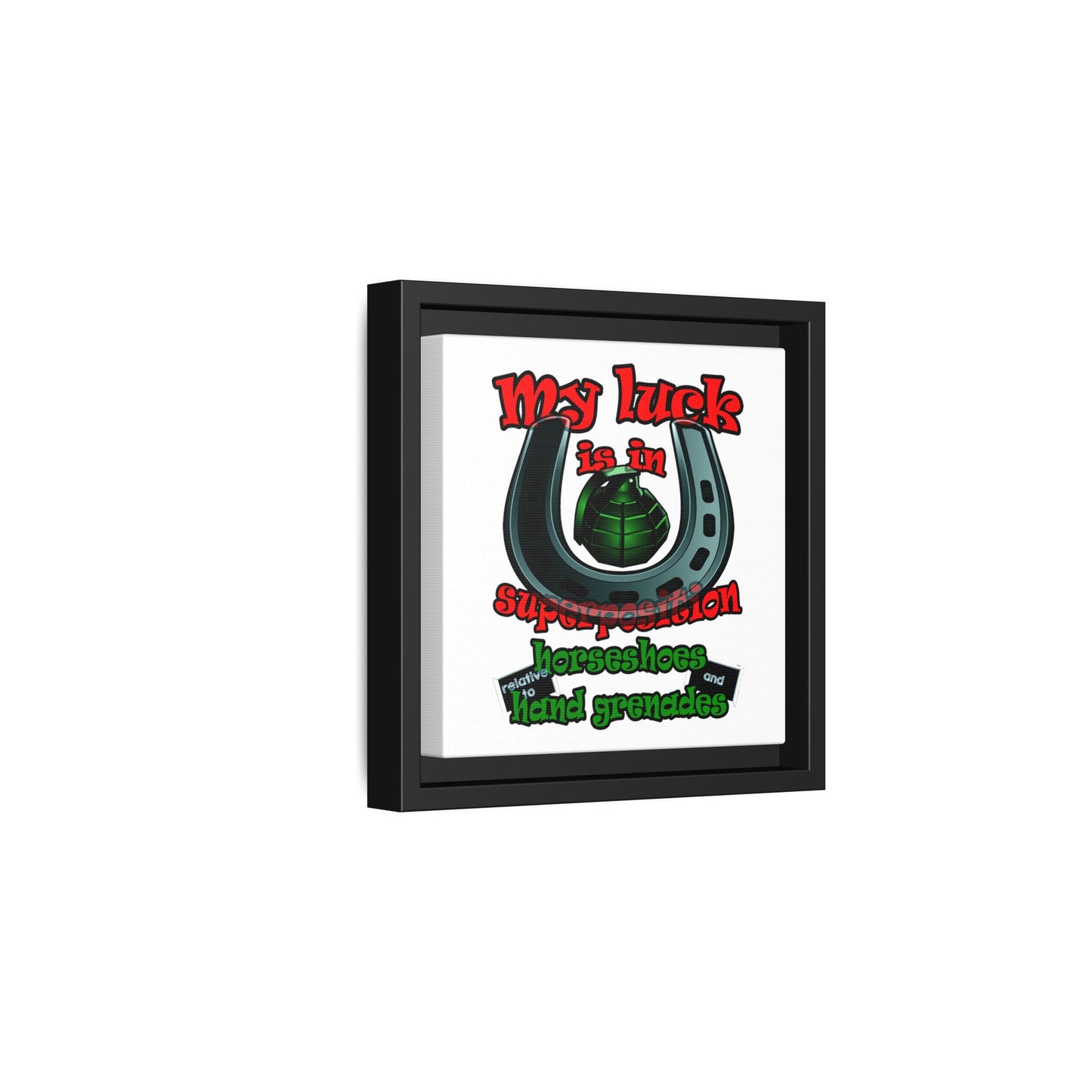 my luck - framed canvas art (white)