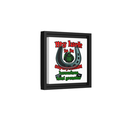 my luck - framed canvas art (white)