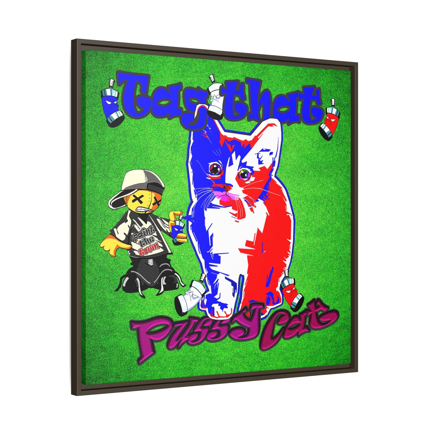 tag that - framed canvas art (green turf)