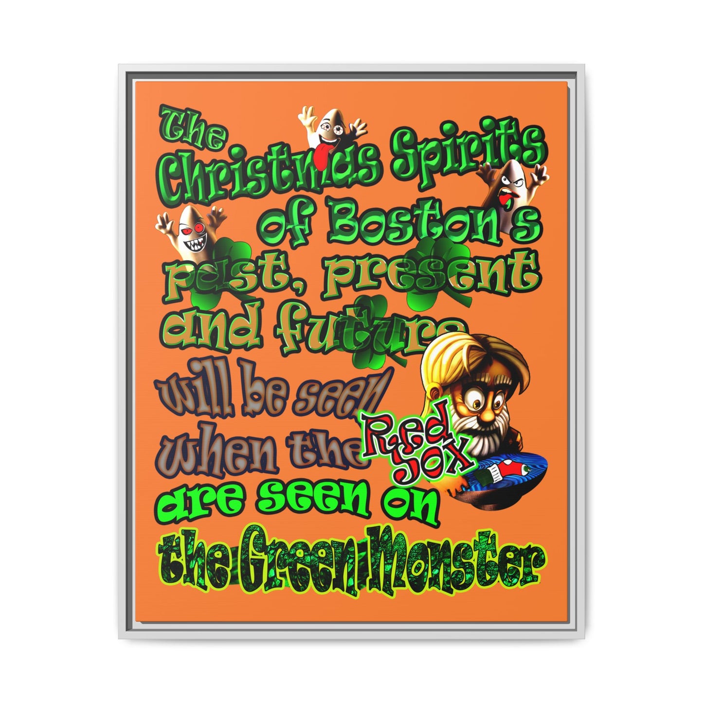 christmas spirits of boston - framed canvas art (crusta)