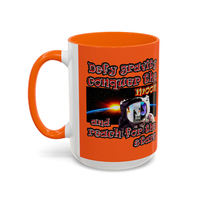 defy conquer reach - Accent Mug (orange)