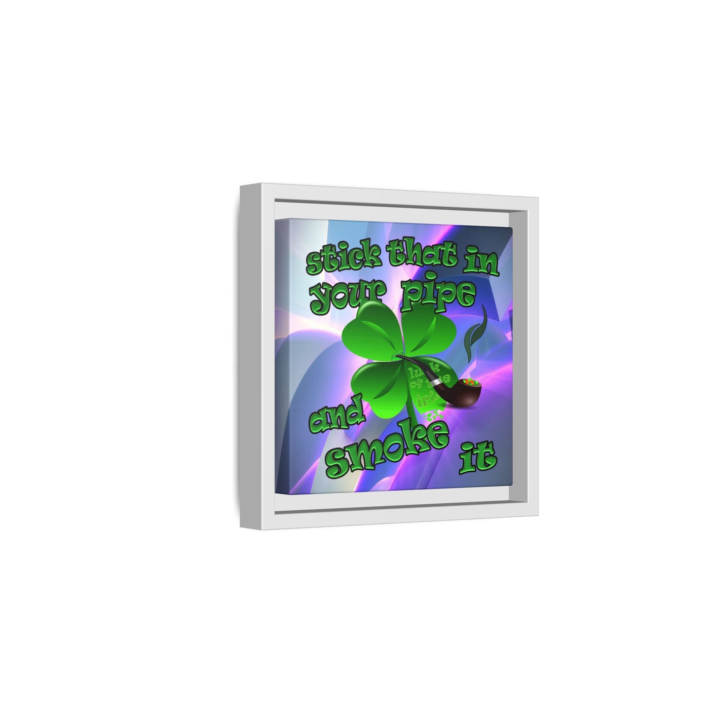 stick that in your pipe and smoke it - framed canvas art (grey-pink wave)
