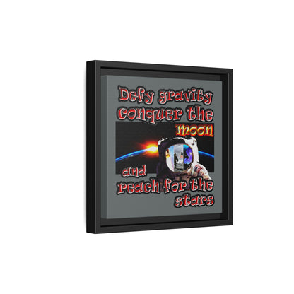 defy conquer reach - framed canvas art (dark grey)