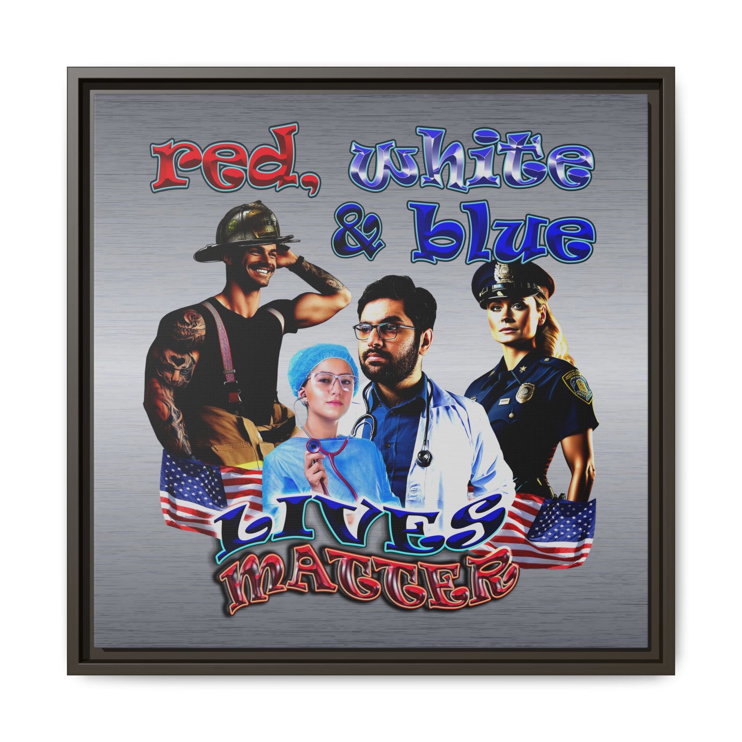 rw&b lives matter - framed canvas art (brushed nickel)