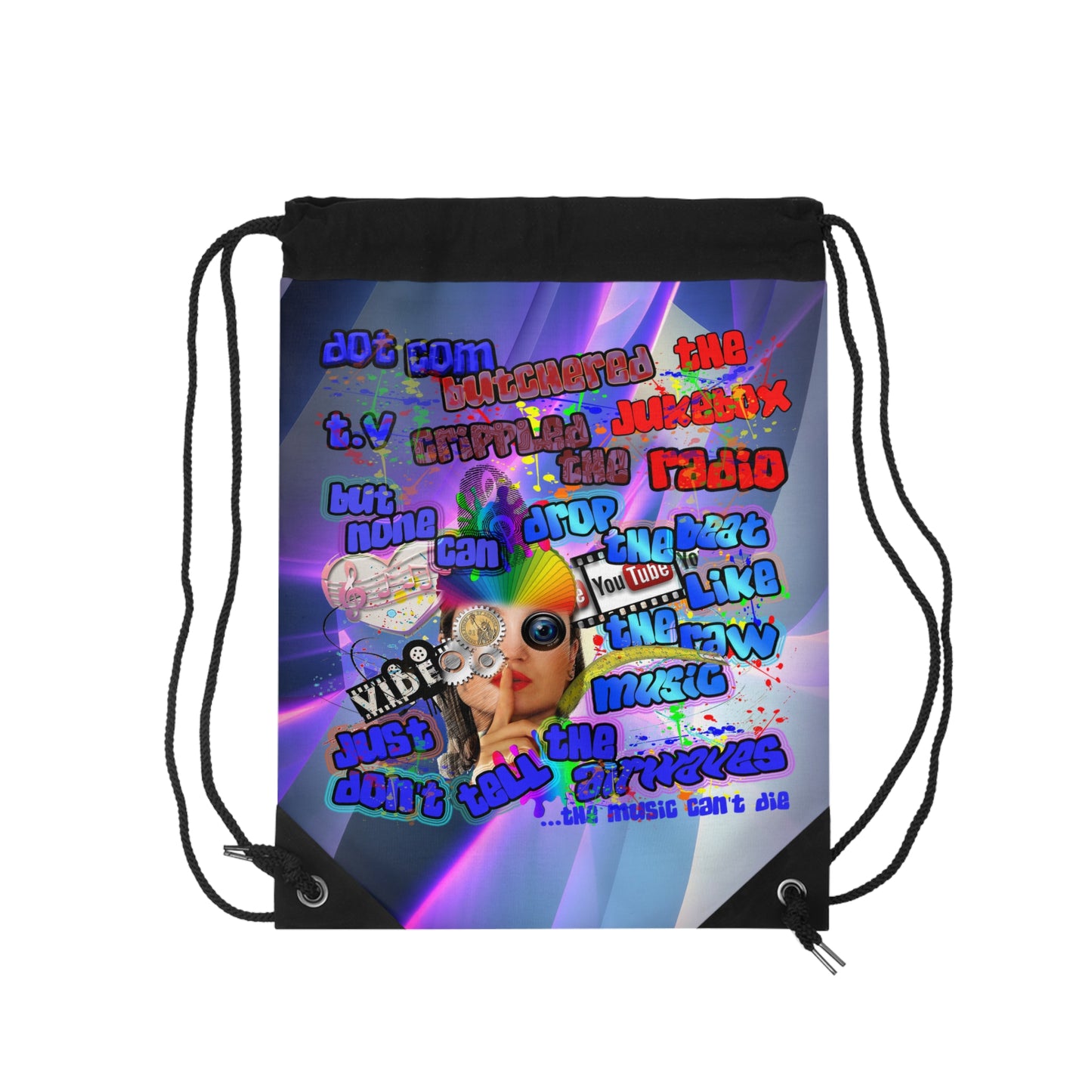 drop the beat - Drawstring Bag (grey-pink wave)