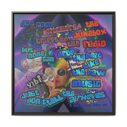 drop the beat - framed canvas art (grey-pink wave)