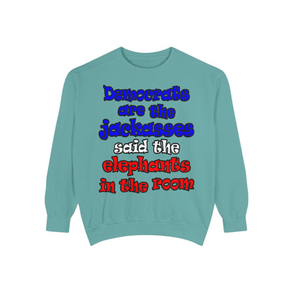 donkeys and elephants - Unisex Garment-Dyed Sweatshirt
