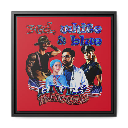 rw&b lives matter - framed canvas art (dark red)