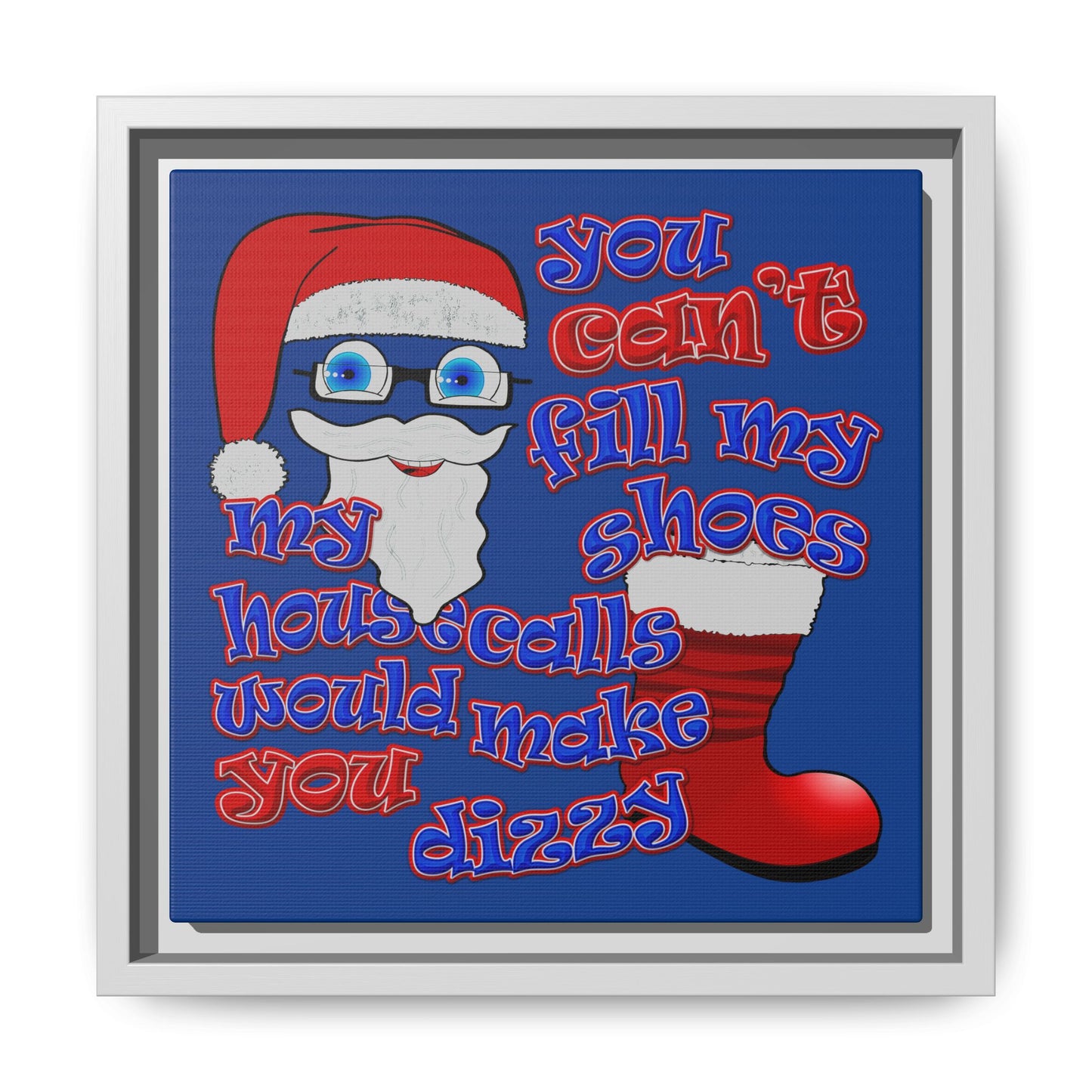 santa's shoes - framed canvas art (dark blue)