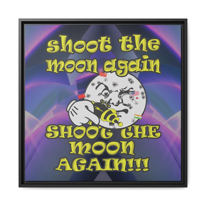 shoot the moon again - framed canvas art (grey-pink wave)