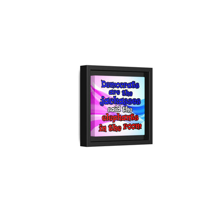 donkeys and elephants - framed canvas art (light blue-pink wave)