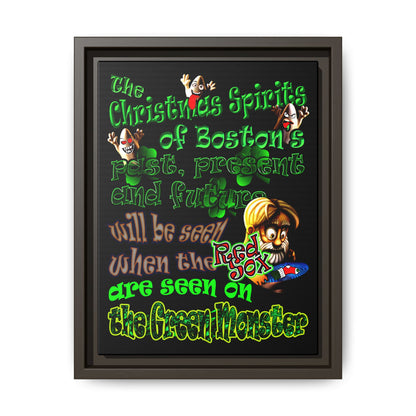 christmas spirits of boston - framed canvas art (black)