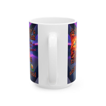 schrodinger's cat - White Mug (grey-pink wave)