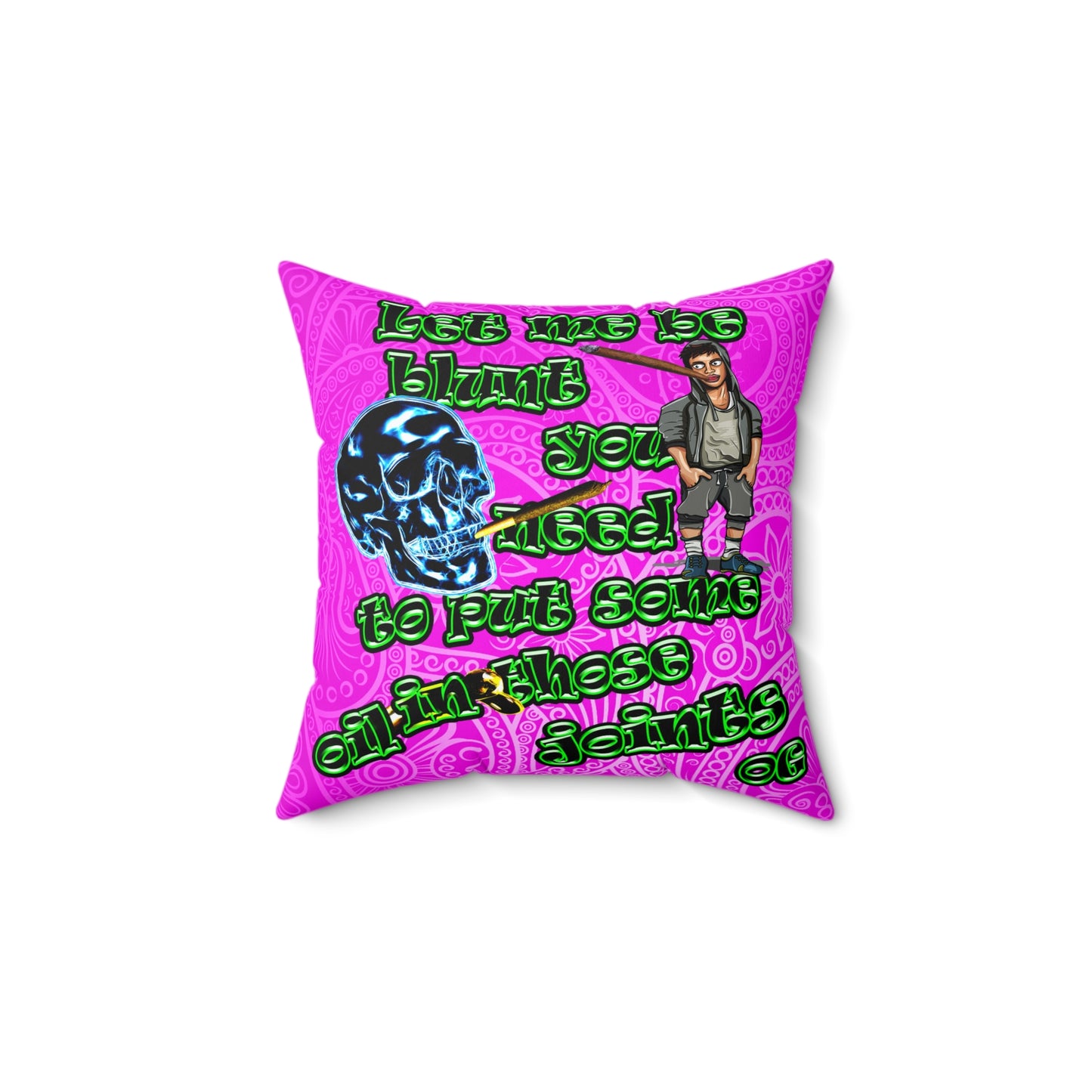 og - Spun Polyester Square Pillow - (pink swirl)