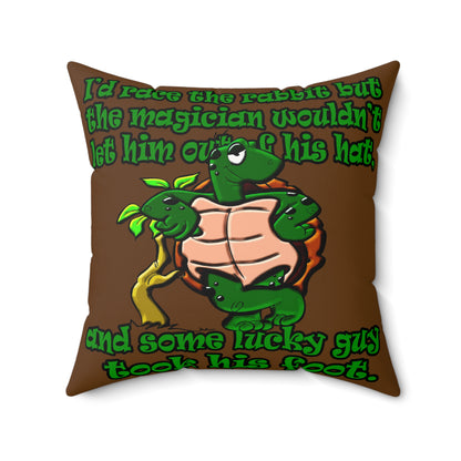 turtle race - Faux Suede Square Pillow - (brown)