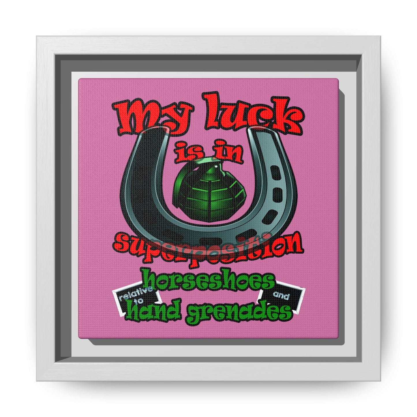 my luck - framed canvas art (light pink)