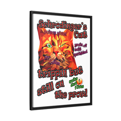schrodinger's cat - framed canvas art (white)